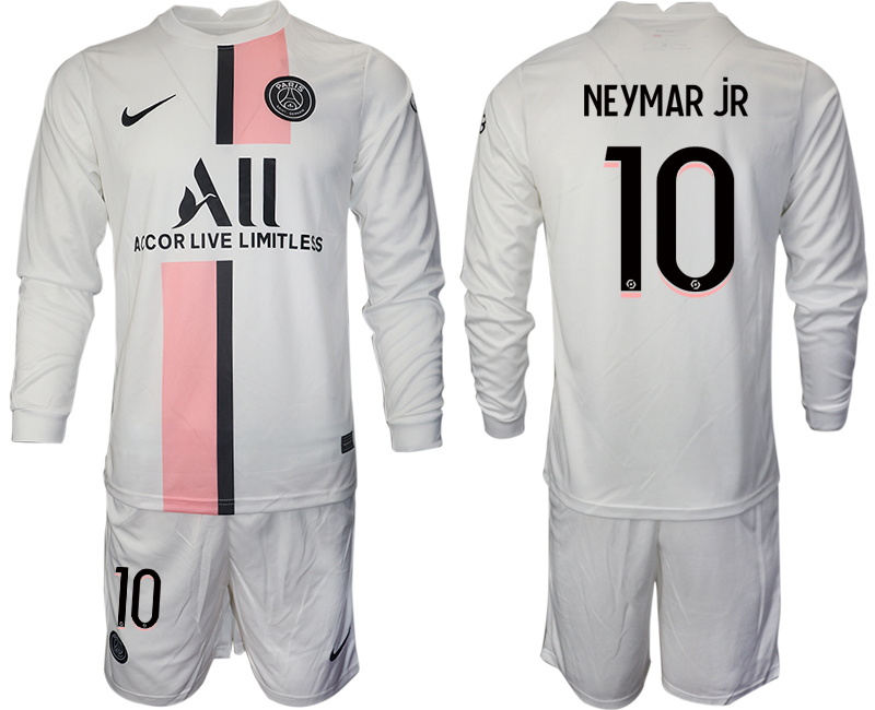 Men 2021-2022 Club Paris St German away white Long Sleeve #10 Soccer Jersey->paris st german jersey->Soccer Club Jersey